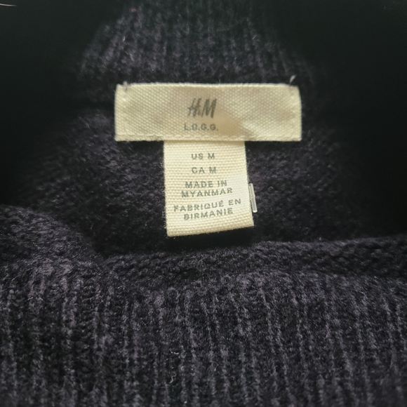 H&M Women's Jacquard Knit Black Blue Winter Ski Fair Isles Alpine Sweater - Picture 9 of 12